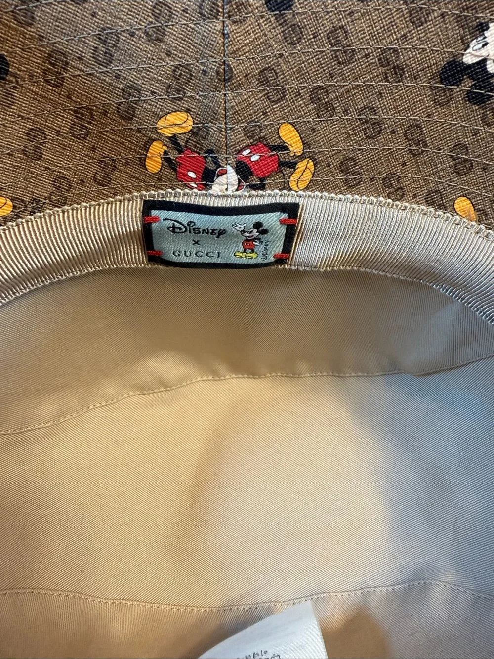 New Authentic Gucci GG x Disney Mickey Mouse Logo Bucket Hat Brown Size M - Picture 12 of 14